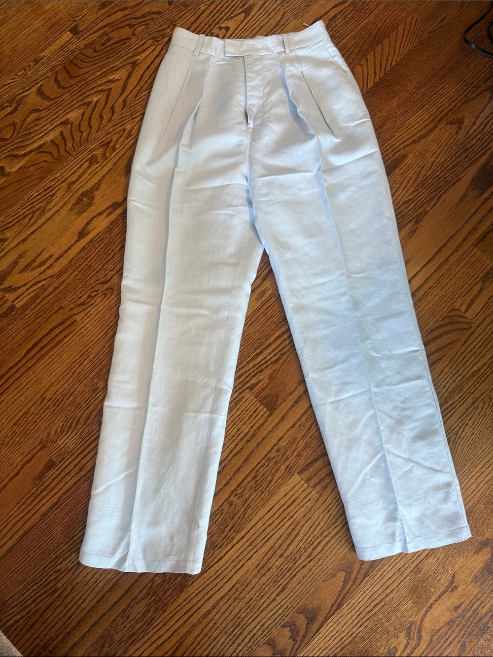 High-Rise Light Blue Pleated Trousers for Women